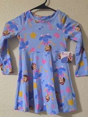 Rachel Blue Kids Dress with Pink and Yellow Accents - Ms. Rachel Print
